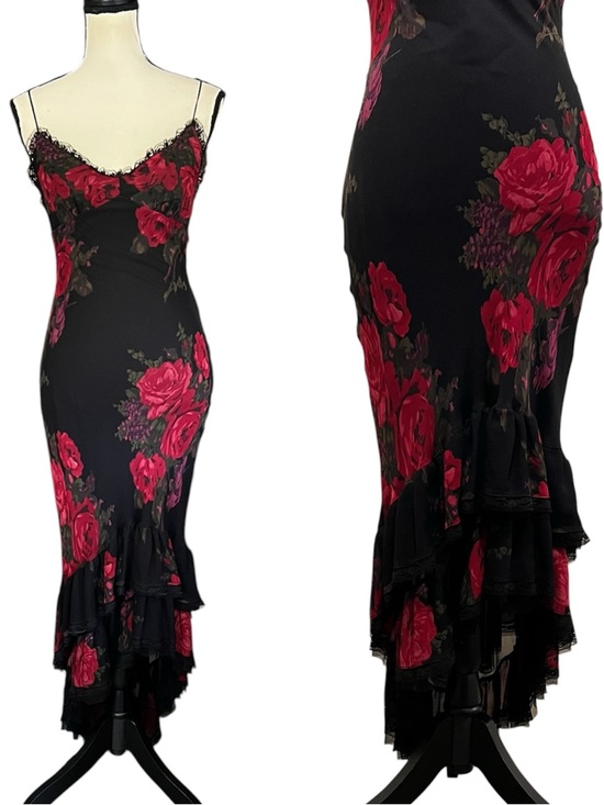 Betsey Johnson Dresses & Skirts - Vintage Betsey Johnson New York Silk Sheer Mesh & Lace Floral Mermaid Slip Dress